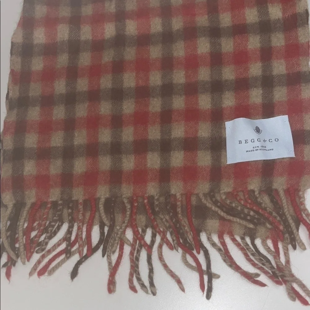 BEGG & Co. Plaid Red and Brown Men's Scarf